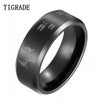 TIGRADE 8mm Tungsten Carbide Wedding Engagement Band Black Polished Beveled Edge Etched Deer Head Men's Hunting Ring bague Sale