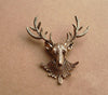Idealway Retro  Bronze Hunting Animal Deer Elk Head Gold Brooch Pin Women Men Clothers Wedding Party Tie Brooch Fashion Jewelry
