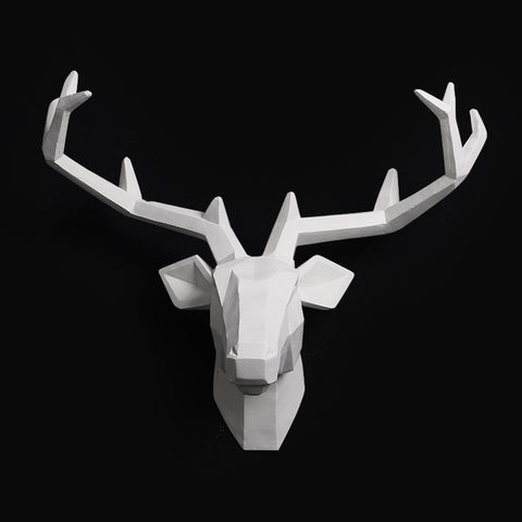 wall mounted buck bust deer head trophy wall art plaque hunt sculpture-faux taxidermy modern hanging home decor ornamnent