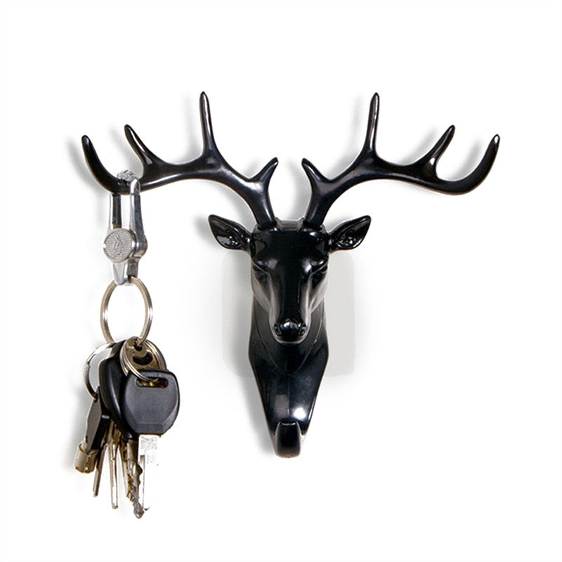 Vintage Deer Head Antlers Wall Hook for Hanging Clothes Hat Scarf Key Deer Horns Hanger Rack Wall Decoration