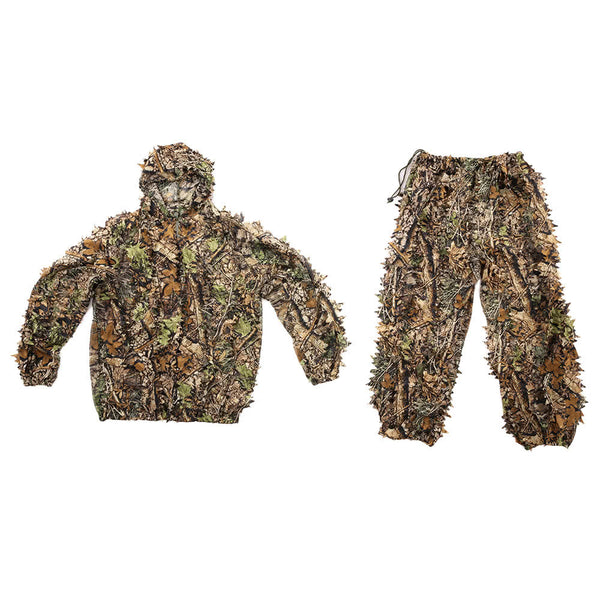 Camouflage Leafy Hunting Suit Jacket Pants Bionic Warrior Ghillie Suit for Hunting Games