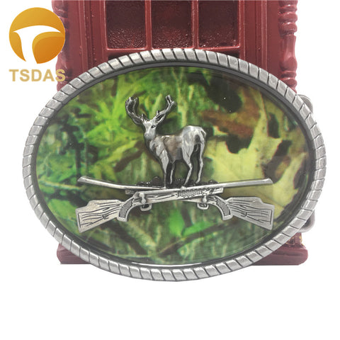 Fashion Cowboys Belt Buckles Metal Ellipse Hunting Deer DIY Brand Luxury Mens Designer Belt Buckles Christmas Gift of 2016