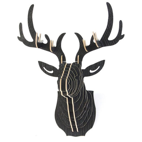 Wall Mounted Deer Head Art Plaque Hunt Sculpture As Faux Taxidermy Home Wall Hanging Wood Craft Elk Sculpture Decor #E